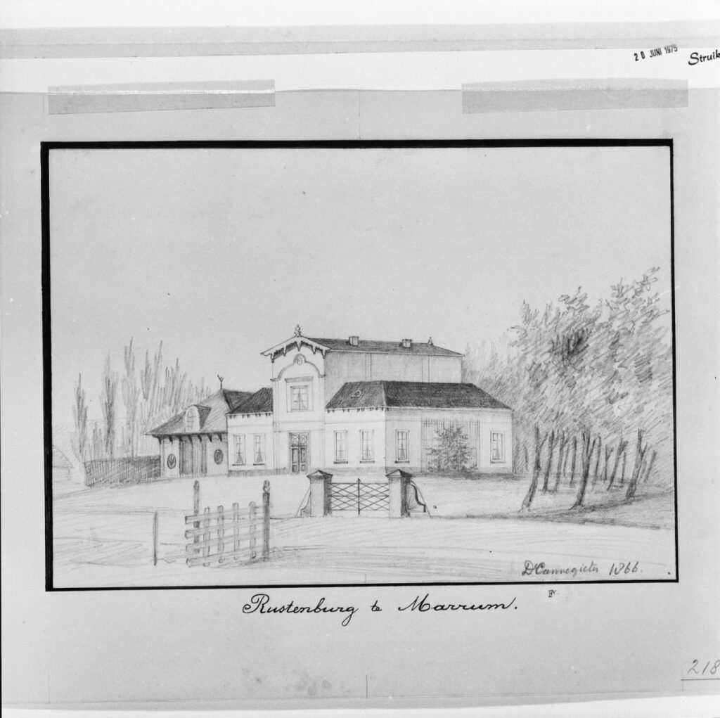 Rustenburg te Marrum Reproductie tekening D Cannegieter 1866 Fries Museum Leeuwarden Marrum 20151167 RCE