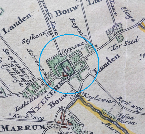 KERK EN JEPPEMASTATE IN DE SCHOTANUSATLAS - 1718 jeppemastate schotanus