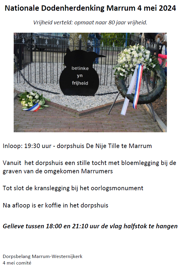 dodenherdenking marrum 2024